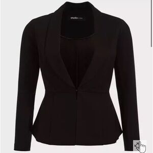 Torrid STUDIO REFINED CREPE PEPLUM BLAZER BLACK